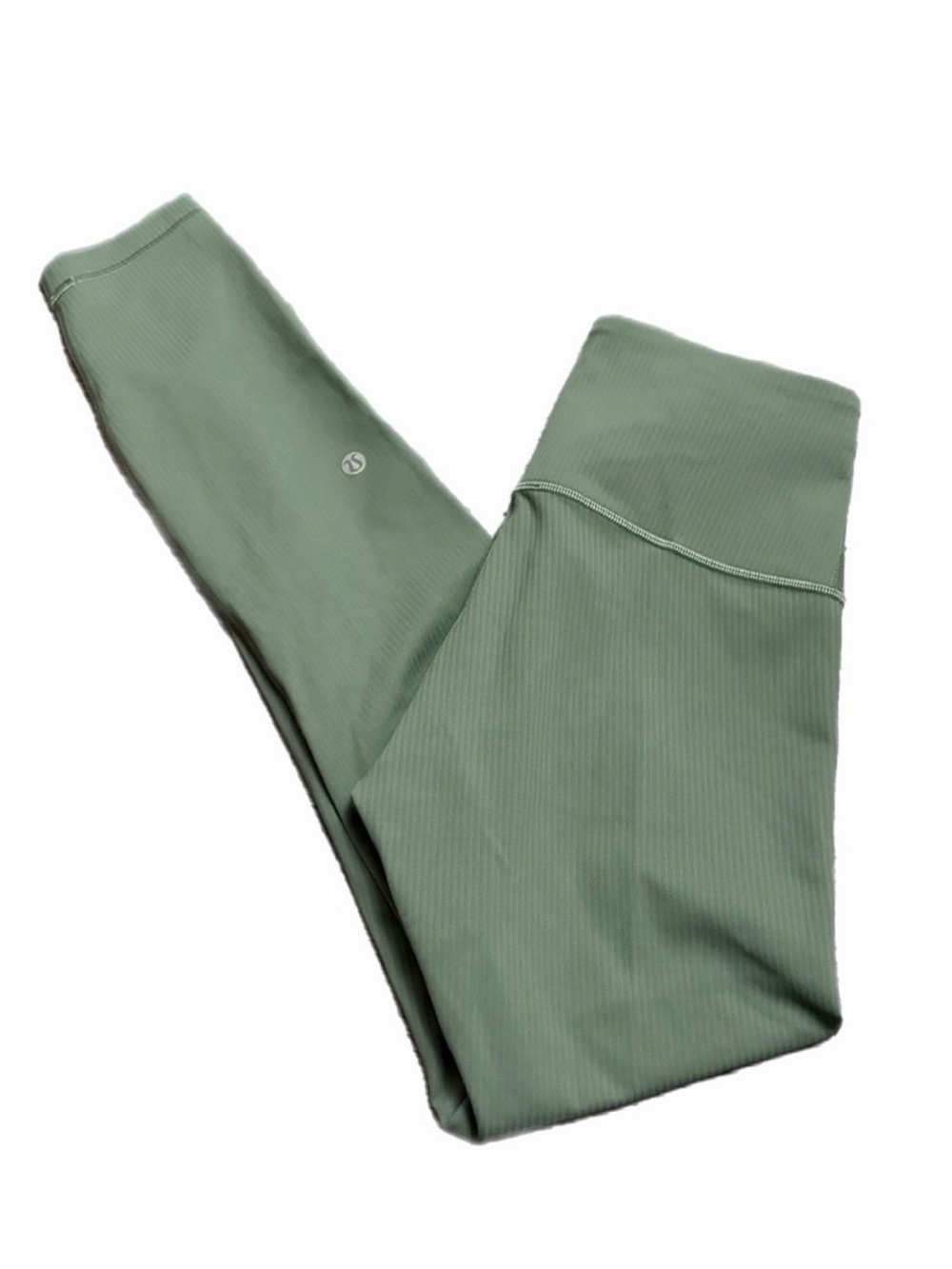 NWOT Lululemon Wunder Train High-Rise Ribbed Tight 25" (Grey Eucalyptus) Size 4